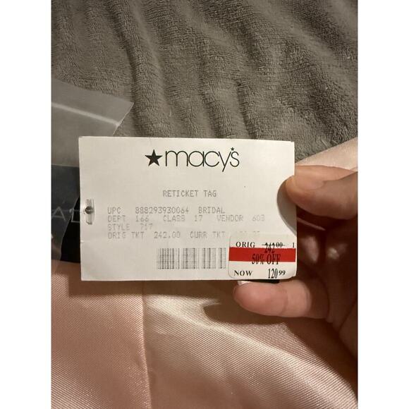 Alfred Sung NWT Pink Blush Formal Strapless Gown Dress Hi Low Pleated Satin - Picture 6 of 13